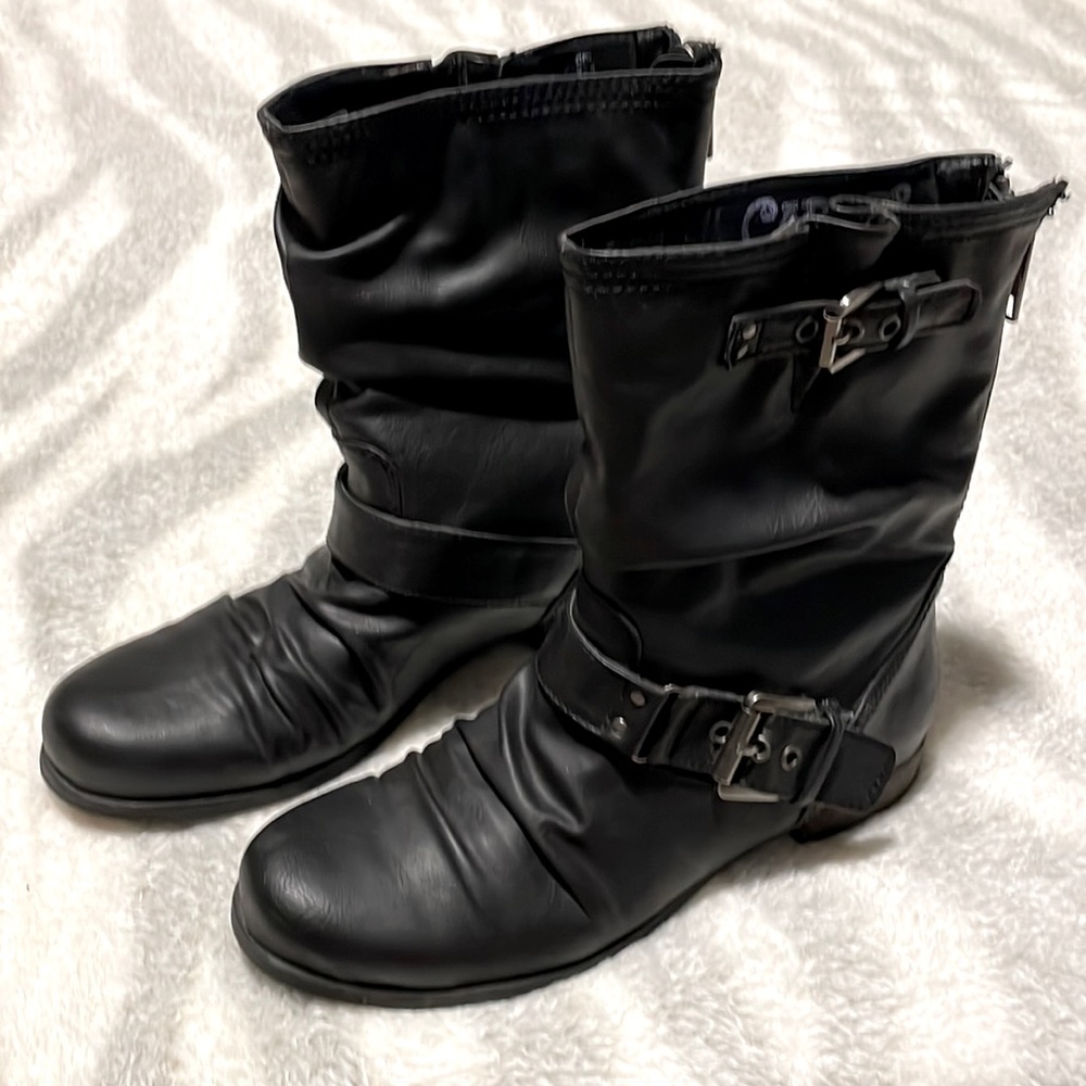 Carlos by Carlos Santana Black Buckle Boots, Size 6.5